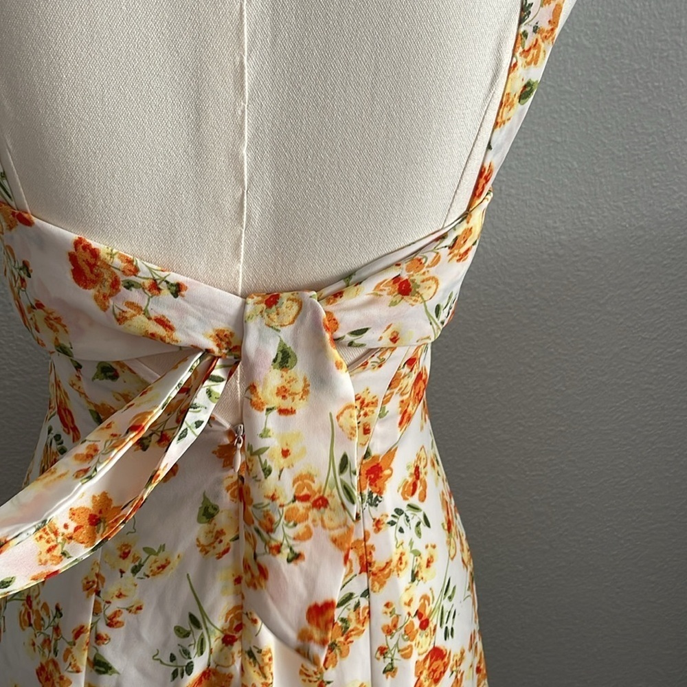 Lulus Day Date White and Orange Floral Print Tie-Back Dress - Picture 6 of 9